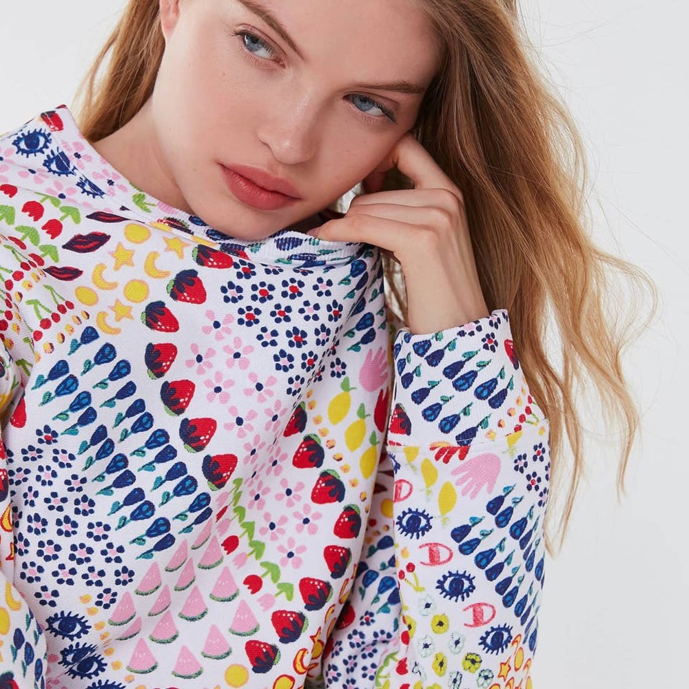 Champion x Susan Alexandra Multicolor Crewneck Sweatshirt - Pink, Yellow, Green - Picture 4 of 12